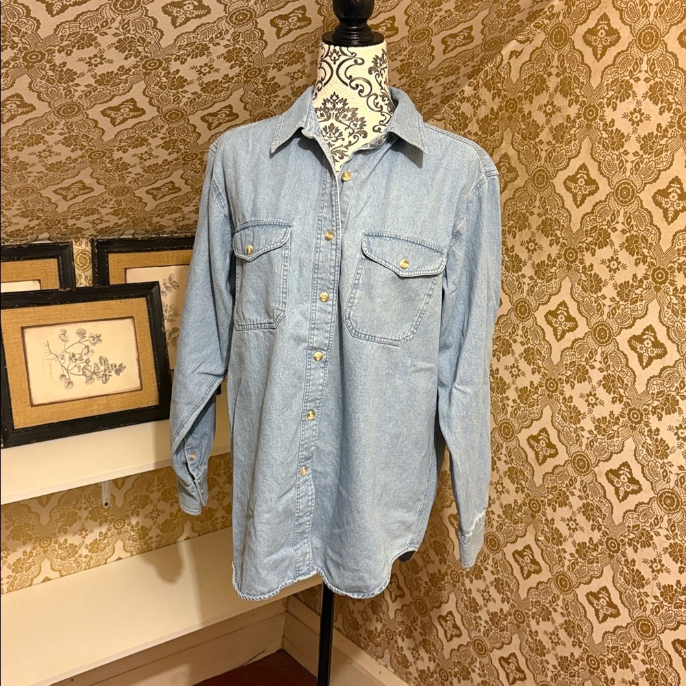 Light Blue Denim Button-Up Shirt